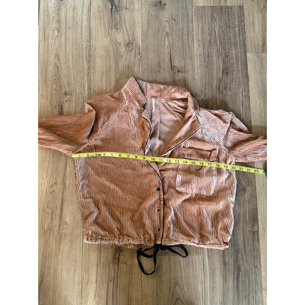 Free People Aspen Nights Velvet Cinched Jacket Blush Mauve Women M - Picture 7 of 9